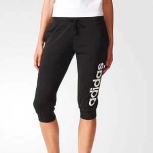 adidas Essentials Linear 3/4 Cropped Jogger Pants – Black – Women’s – Size Large